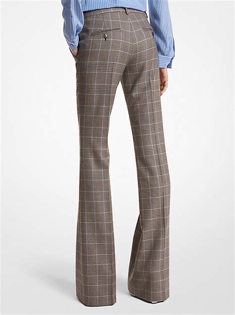 haylee glen plaid stretch wool flannel flared trousers 